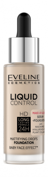 Eveline Liquid Control HD Mattifying Drops Foundation&nbsp;Жидкая тональная основа для лица с ниацинамидом | 010 Light Beige