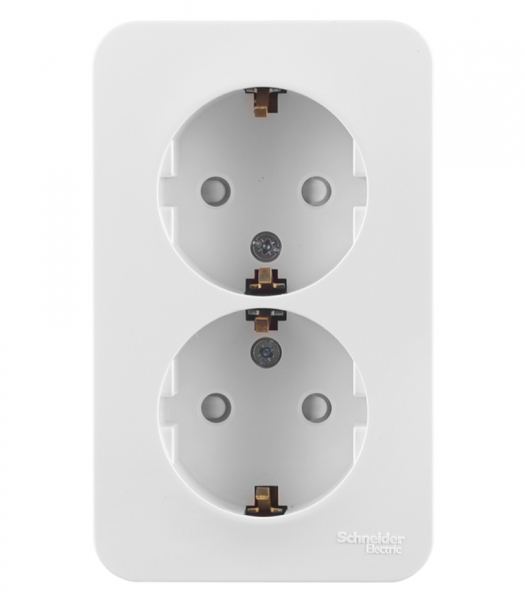 Розетка Schneider Electric Blanca двойная BLNRA011211 открытая установка белая с заземлением со шторками
